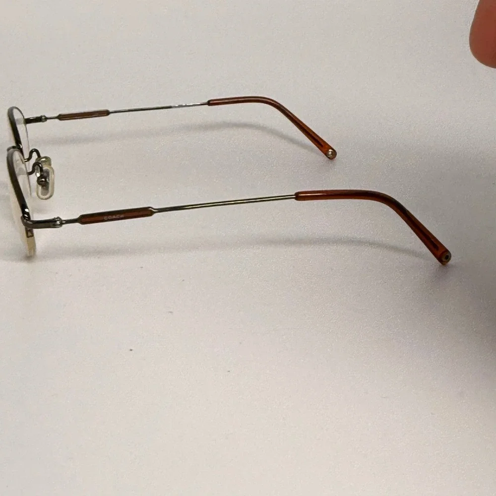 Coach Natalie 3037 Tan Bronze‎ Oval Semi Rimless Eyeglasses Frames Mens Womens